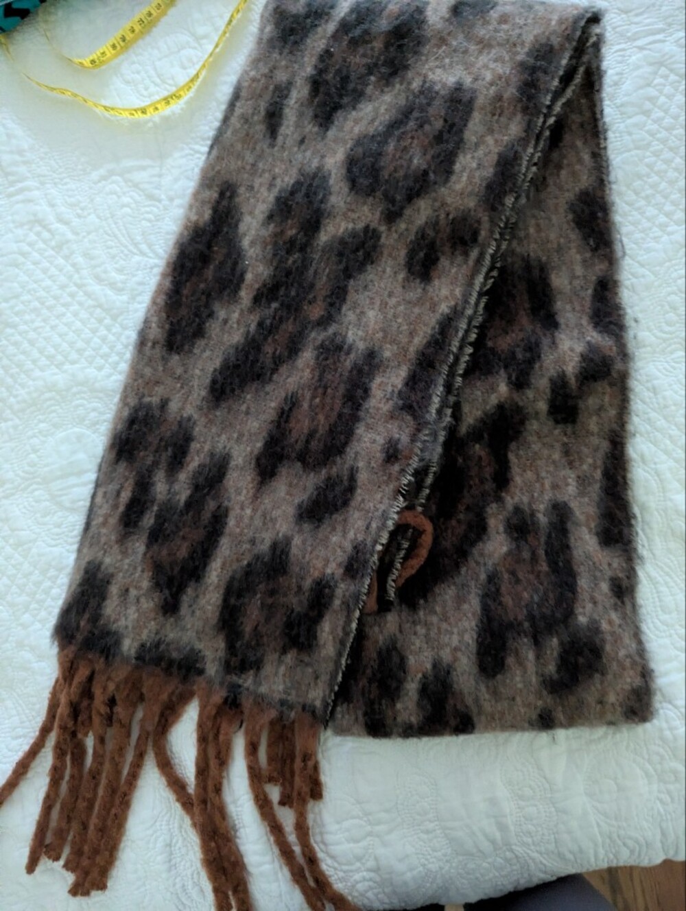 Leopard Print Fuzzy Scarf in Brown and Black